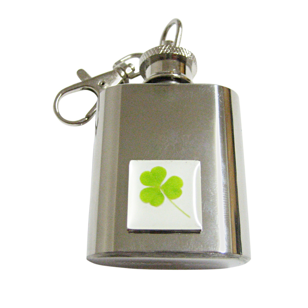 Square Clover Pendant Keychain Flask - image 1
